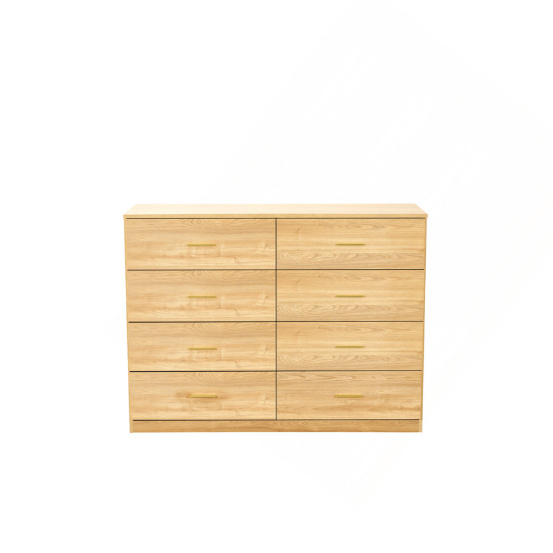Commode de rangement moderne à 8 tiroirs avec beaucoup d'espace de rangement, Natural
