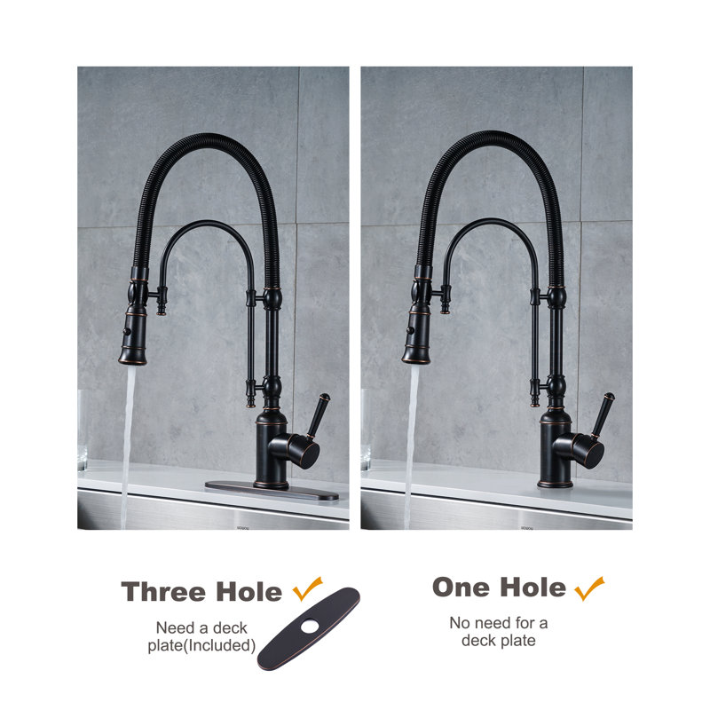Oil-Rubbed Bronze High-Arc Kitchen Faucet with Pull-out Spray