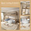 Ensemble de lit superposé convertible en noyer double au-dessus de grand lit avec échelle et garde-corps - conception en bois massif 2-en-1 peu encombrant-312047269