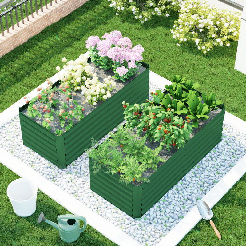 Lit de jardin surélevé en métal Minhchau, H 24 po x l 72 po x P 36 po, Vert, 2