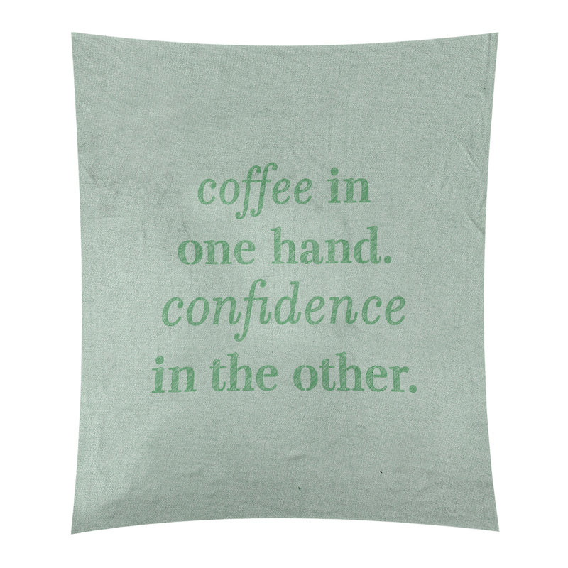 Tapisserie de polyester à citation de café et de confiance en polyester, H 104 po x l 88 po, Vert
