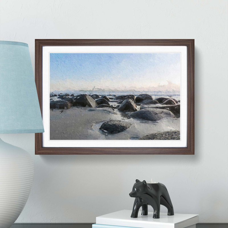 Lofoten Beach in Norway - Picture Frame Painting Print, Walnut Framed, 27cm H x 36cm W x 2cm D
