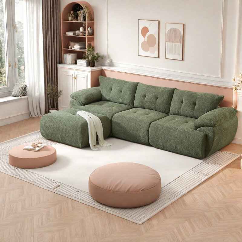 Canapés à compression, grand canapé modulaire moderne en chenille de 115 pouces pour la maison
