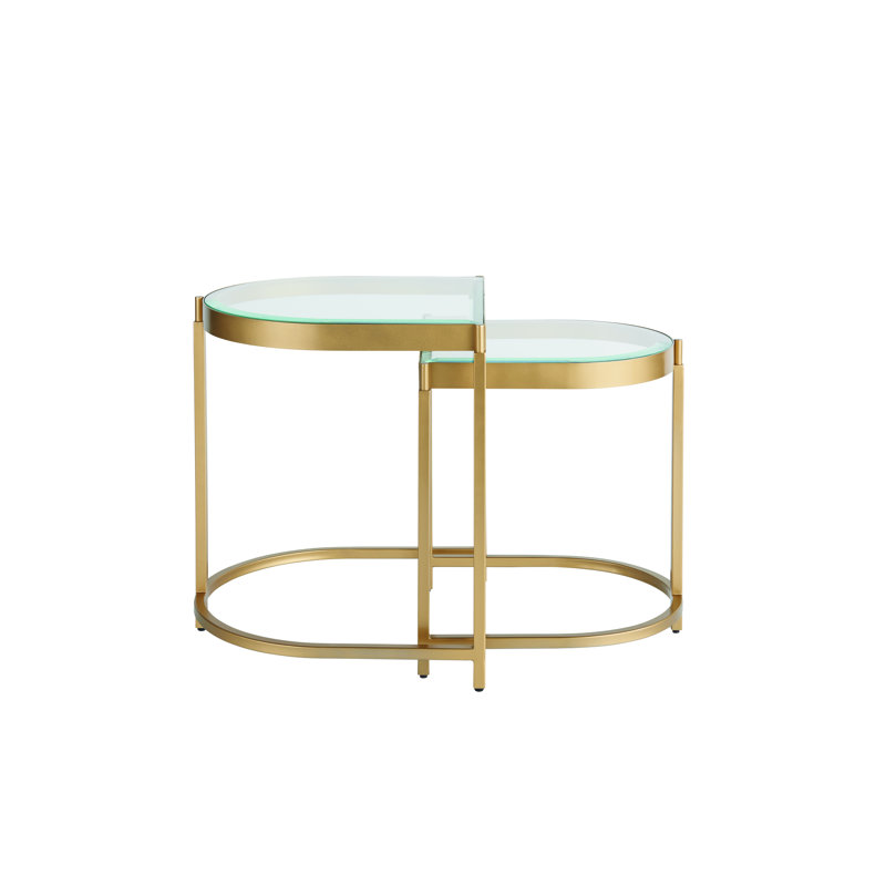 Gold Metal and Glass Nesting End Tables