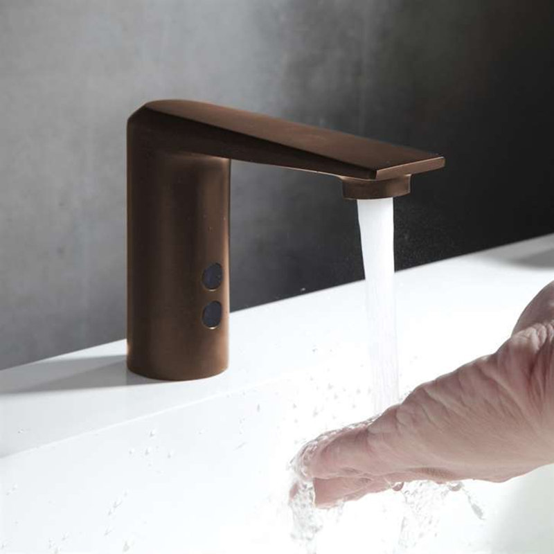 Oil-Rubbed Bronze Touchless Sensor Faucet – Deck-Mounted Commercial Automatic Sink Tap with Infrared Activation