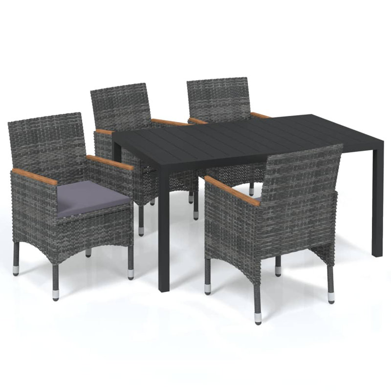 Ensemble repas 5 pièces avec coussins Red Barrel Studio, Gris