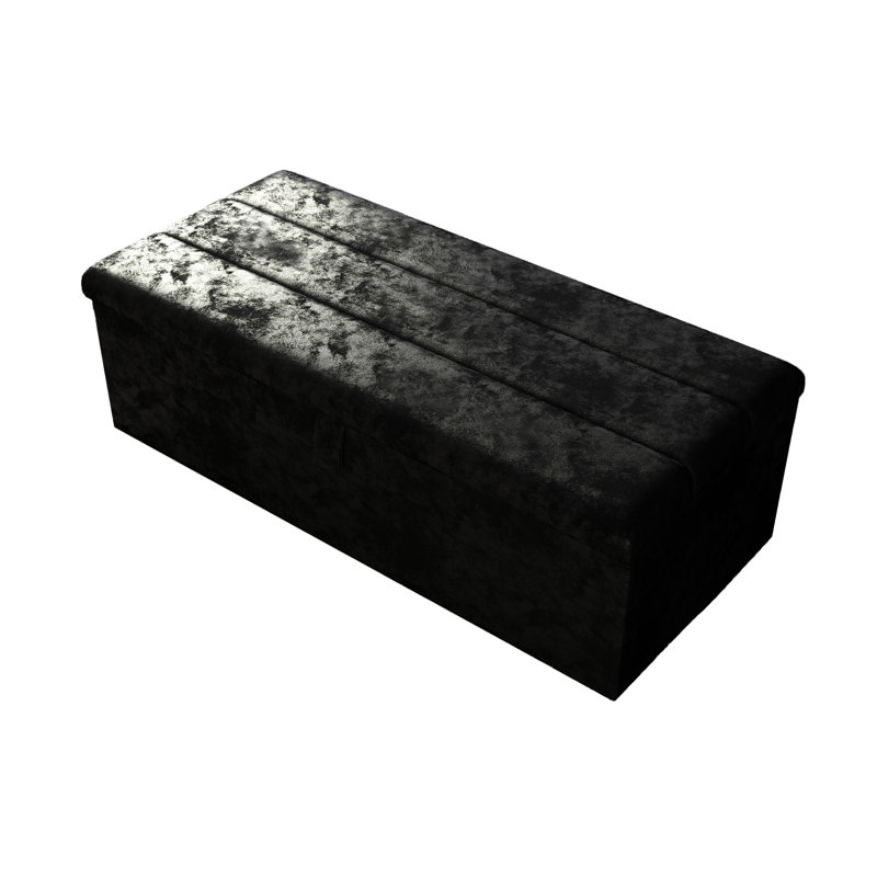 Airiona 102cm Wide Rectangle Striped Standard Ottoman with Storage, Black