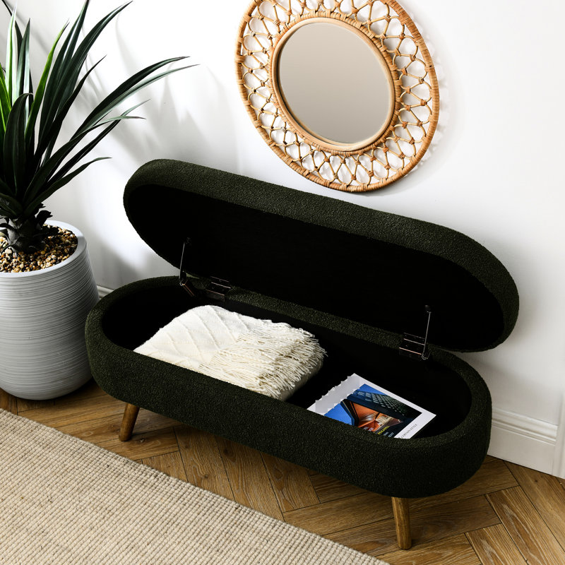 43.5"X16"X16" Storage Bench - Rubber Wood Legs, Handmade, Stylish Home Decor Addition Chair Practical Furniture