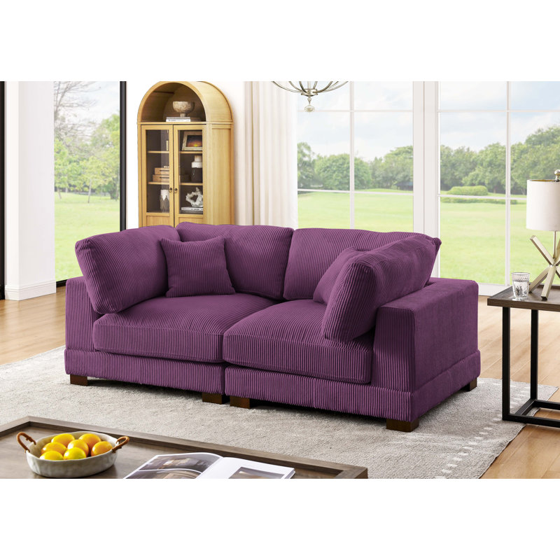 Causeuse à accoudoirs carrés 80 po Annalissa, Mauve