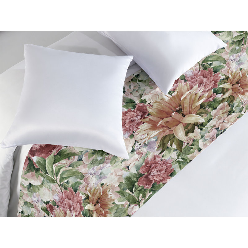 Foulard de lit Ambesonne, printemps, peinture, été, été, vert olive et rubis pâle, Très grand lit