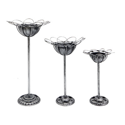 Ensemble de 3 bougeoirs en métal noir avec rebord métallique de style pétale 20 po