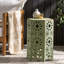 Table d'appoint de 14 pouces avec motif découpé Sunburst, finition vert craquelé pour un décor moderne et élégant-907362219-907362220