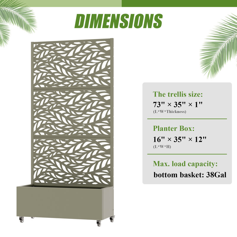 Outdoor Planter Box with Wheels, Olive Gray