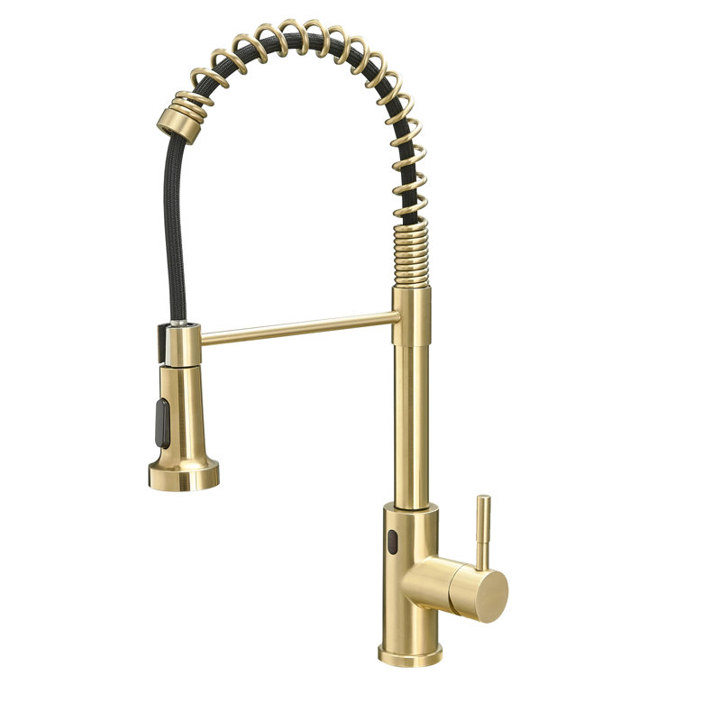 GAWEZA Pull Down Touchless Kitchen Faucet, Brushed Gold