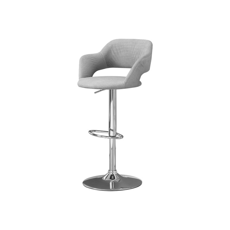 Chaise de bar en tissu gris avec pivot à 360 degrés et tabouret contemporain à option réglable - métal, réglable, repose-pieds