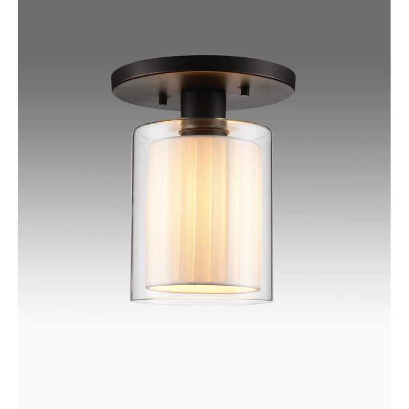 Pittsfield Semi Flush Mount, Bronze, Off White
