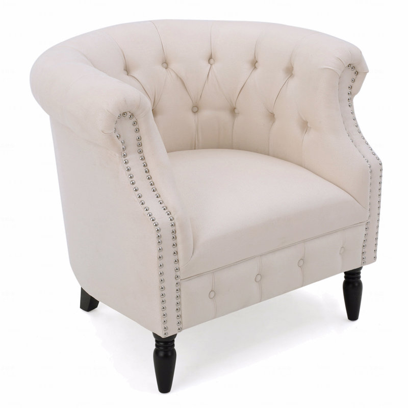 Club Basic Accent Chair, Beige Fabric