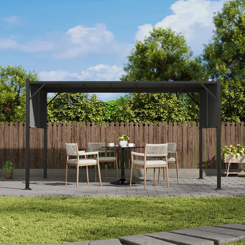 3.95m x 2.95m Steel Pergola, Grey