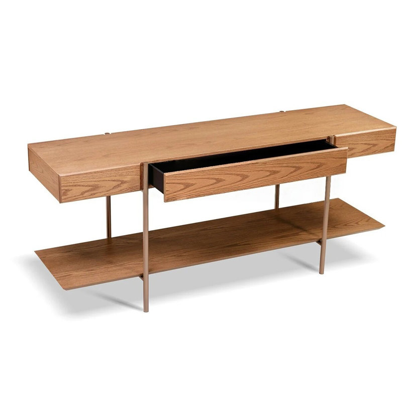 Console Mid-Century en bois de frêne, H 29,5 po x l 47,2 po x P 17,7 po