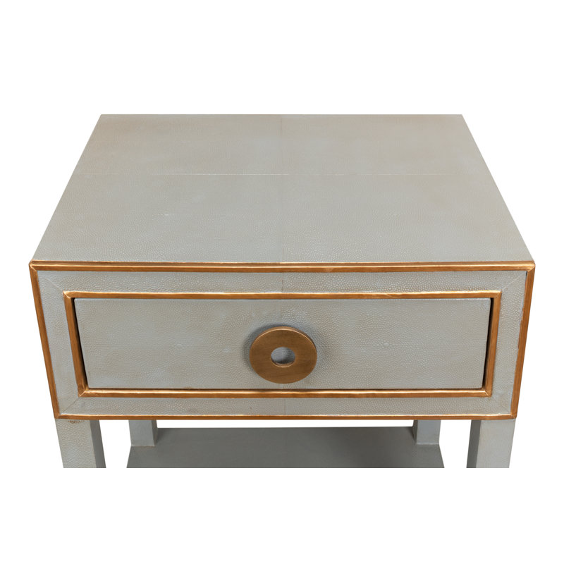 Shagreen 1 - Drawer Solid Wood Nightstand, Storm Gray