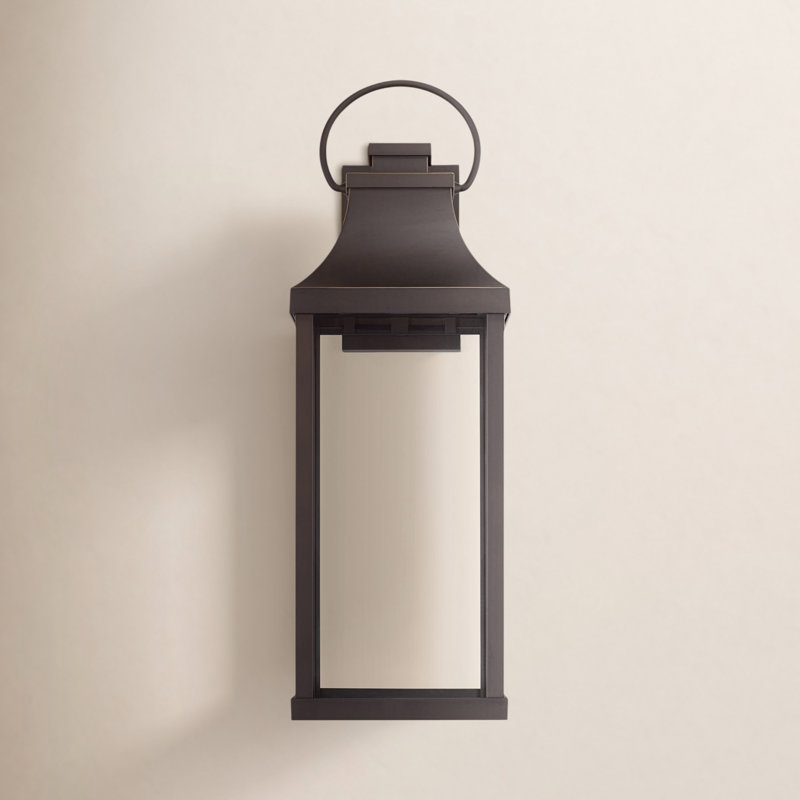 Petite lanterne murale d'extérieur 1 lumière avec verre transparent Parker, Bronze huilé,  H 24 po x l 8 po x P 10 po