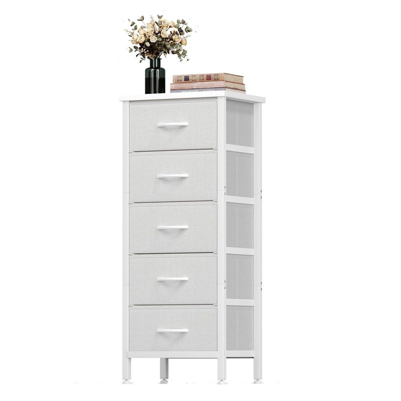 40 cm W Chest of 5 Drawers, White