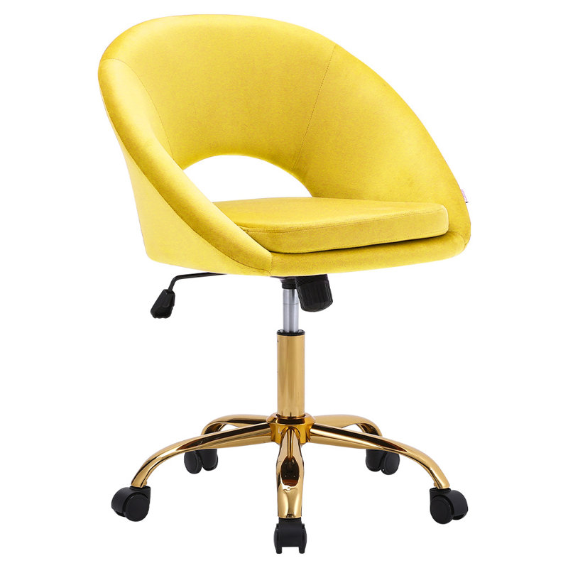 Airyona Velvet Office Chair, Yellow