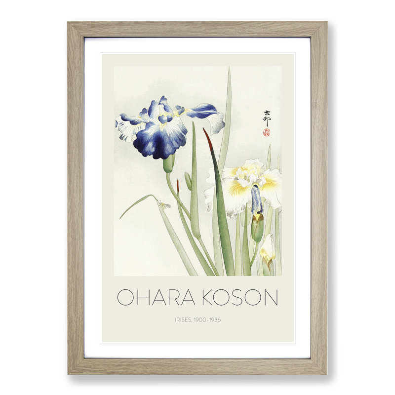 Irises by Ohara Koson - Picture Frame Art Prints, Oak Framed, 48cm H x 36cm W x 2cm D