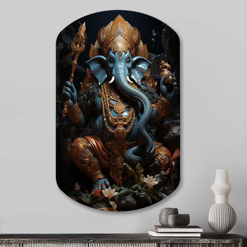 Thaisha - Art mural indien en forme de cylindre, art asymétrique, H 31 po x l 19 po