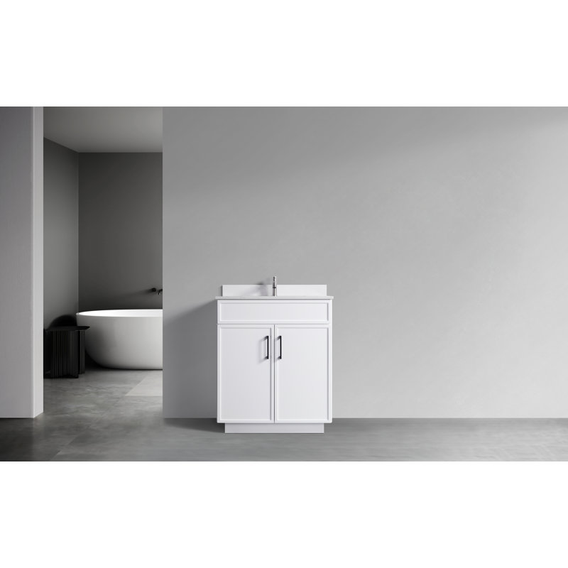 Meuble-lavabo autoportant avec lavabo 2 portes - 36 po blanc, Blanc