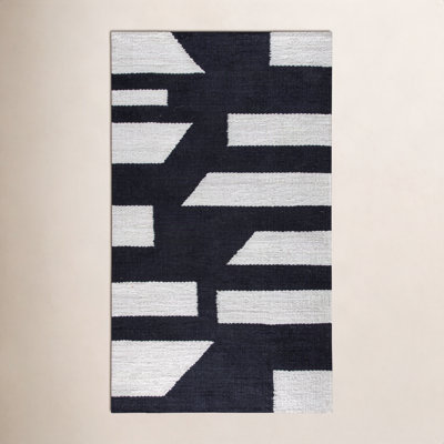 Lemaster Black Gray Ivory Geometric Jute Rug