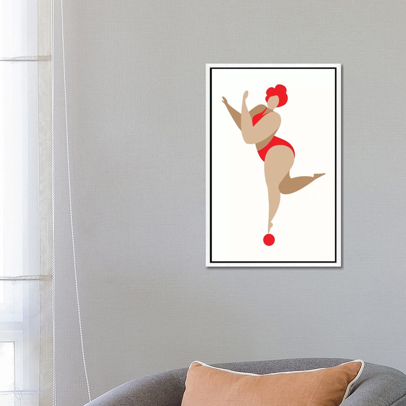 Dancing Queen - Red by Kubistika - Print on Canvas, 66.04cm H x 45.72cm W x 3.81cm D, White Floater Framed