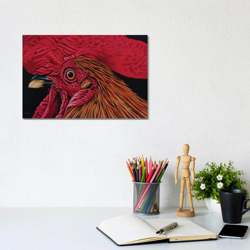 Orange Rooster by Clara Bastian - Wrapped Canvas Print, 20.32 cm H x 30.48 cm W