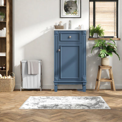 Meuble-lavabo compact de style français avec lavabo en céramique, bois massif, pour la maison