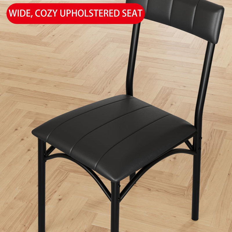 Ensemble de 2 chaises de salle à manger rembourrées avec dossier, chaise de salle à manger en cuir PU pour cuisine, appartement, dîner, siège confortable