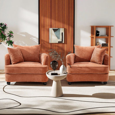 40" Oversized Chenille Reading Accent Chair（Set of 2）