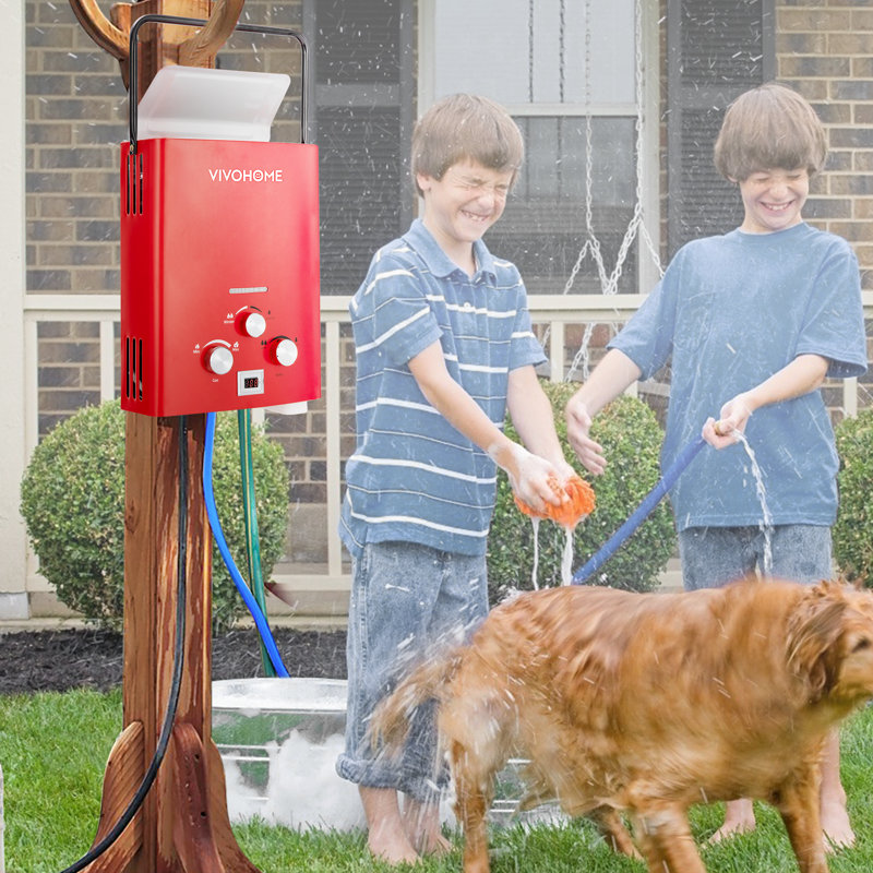 Chauffe-eau sans réservoir au propane à affichage numérique 1,6 gallons par minute Vivohome, Rouge