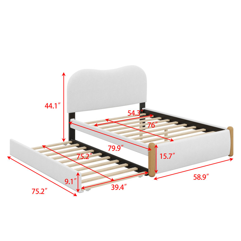 Lit plateforme tapissier Berber, Lit double