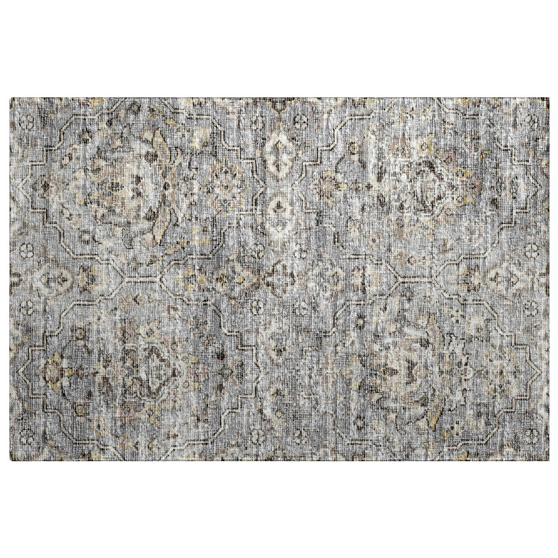 Tapis à poils longs lavable à la machine de qualité supérieure ADS94, Cendré, 1 pi 8 po x 2 pi 6 po