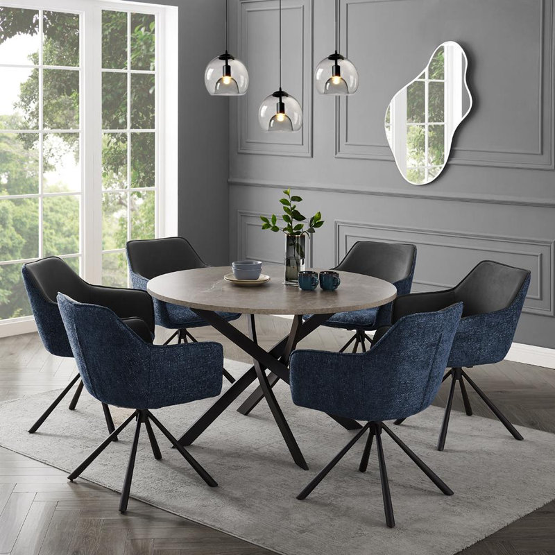 Gundolf Round Metal Base Dining Table, 75cm H x 120cm L x 120cm W