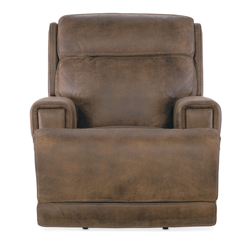 Seville Timber Brown Leather Reclining Armchair