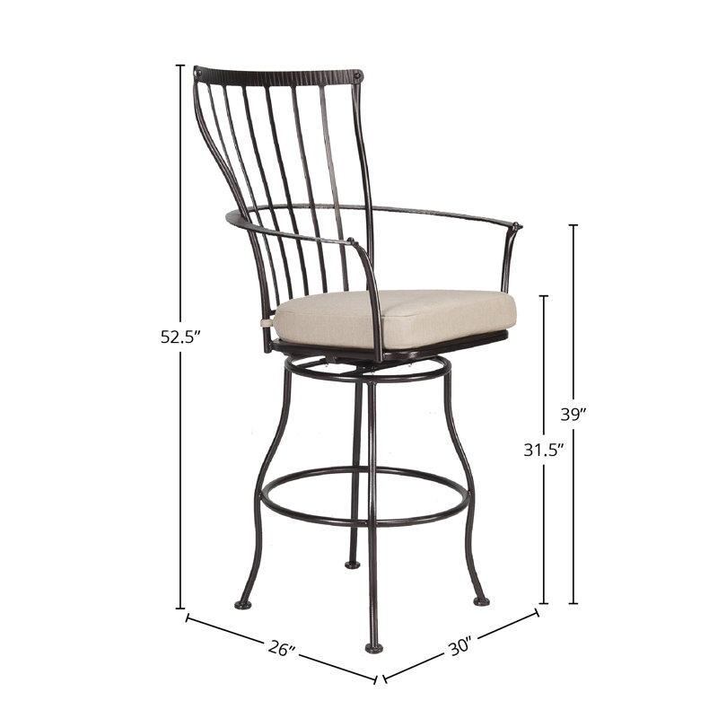 Monterra Outdoor Swivel Bar Stool, Sahara Cafe, Carbon Black, 31.5''