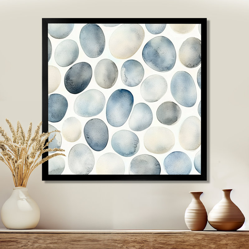Nosarena Minimalist Meditation Stone Collage II - art mural méditation, Reproduction encadrée d'une seule photo, Noir