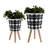 Balmorhea Resin and Wood Planters with Ribbed Design and Magnesia Construction, Set of 2-400475355-400475353