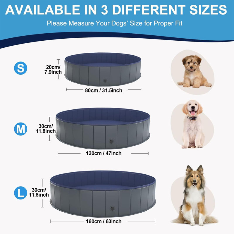 Round Pet Pool H x W x L, 120cm W x 30cm H, Grey