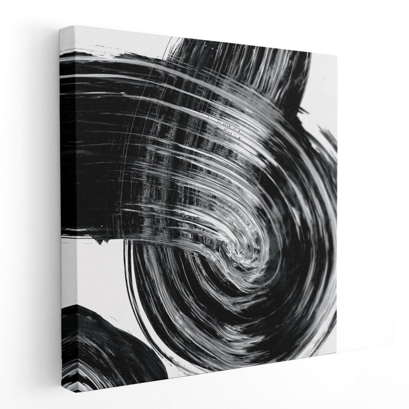 «Swirl IV Black and White», reproduction d'art sur toile, H 20 po x l 20 po