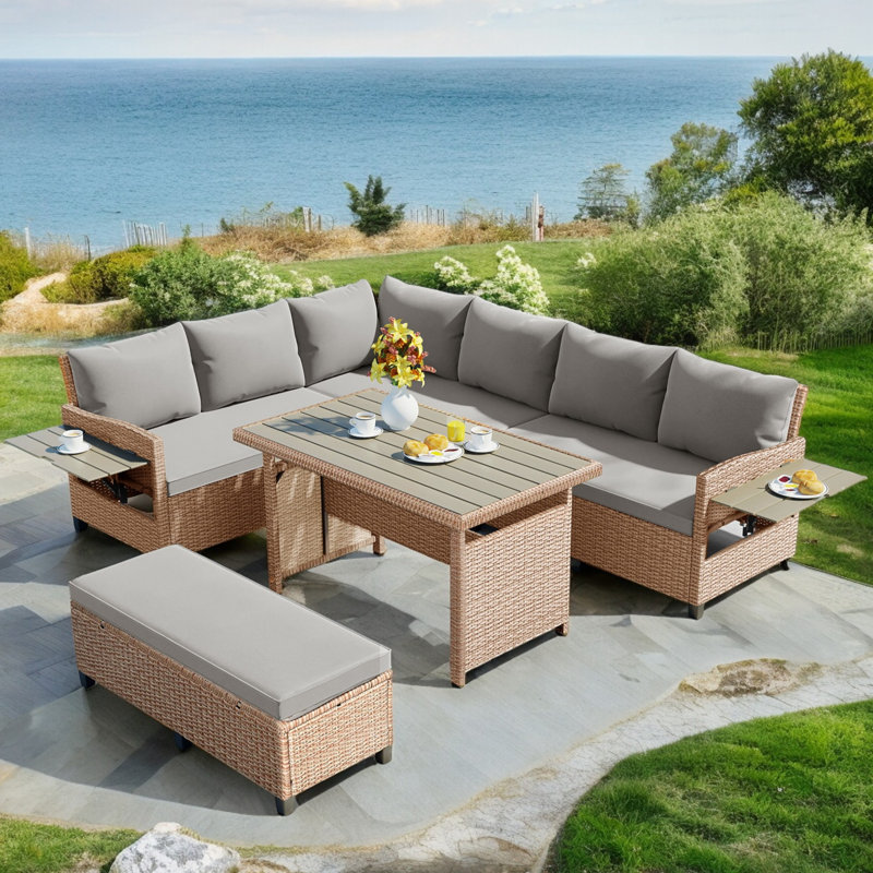 Ensemble de conversation pour 7 personnes, Brun, Brun