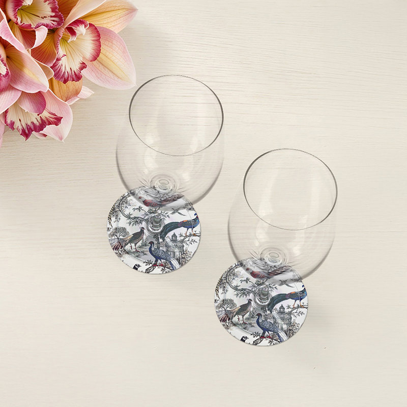 Sous-verres ronds en cuir végétal, Blanc
