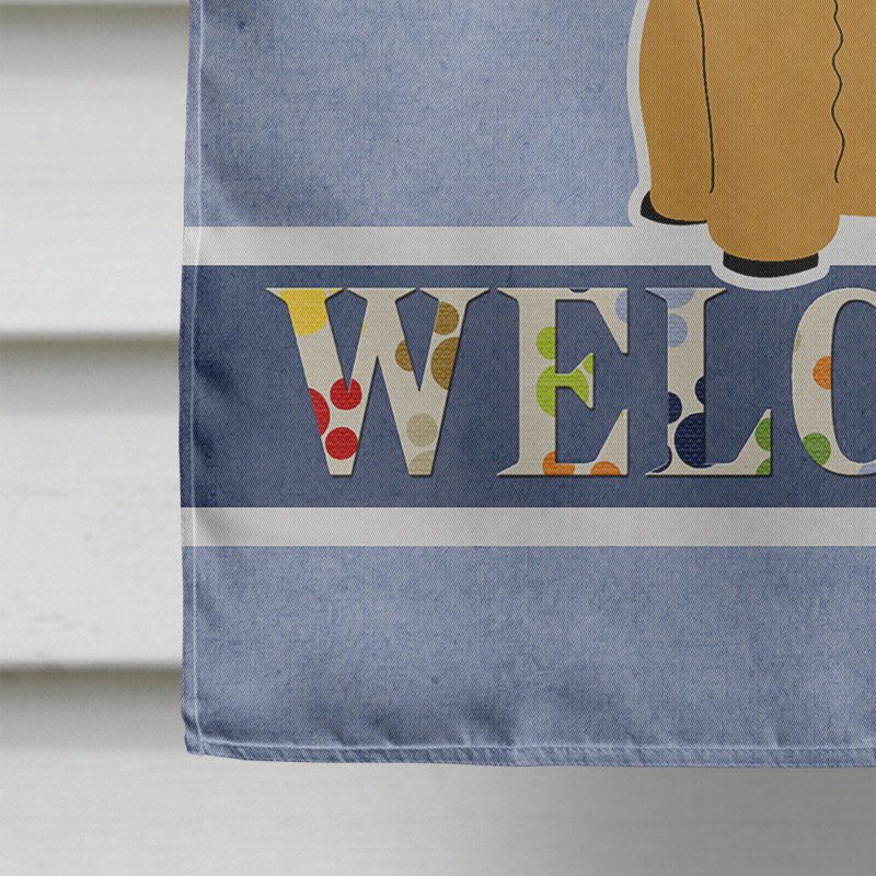Polyester 2 côtés 40 x 28 po welcome drapeau maison, Caniche brun clair assis