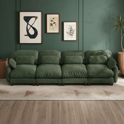 4-Seater Oversized Chenille Modular Cloud Feel Sofa with Spacious Deep Seats and Lumbar Pillows for Living Rooms